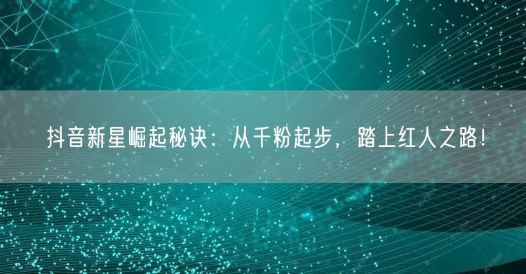 抖音新星崛起秘诀：从千粉起步，踏上红人之路！