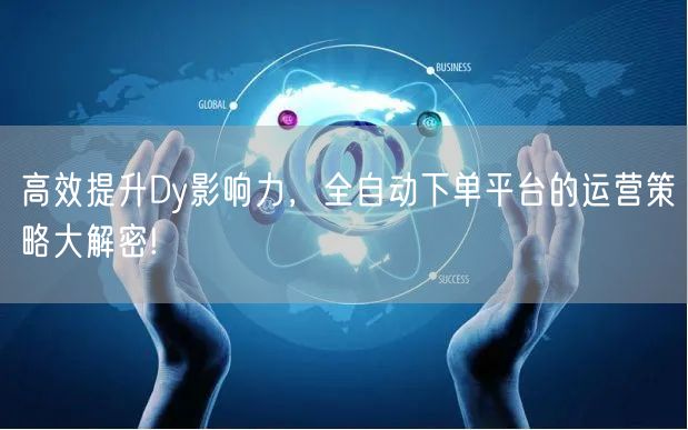 高效提升Dy影响力，全自动下单平台的运营策略大解密!