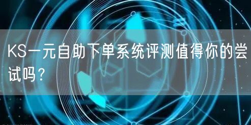 KS一元自助下单系统评测值得你的尝试吗？