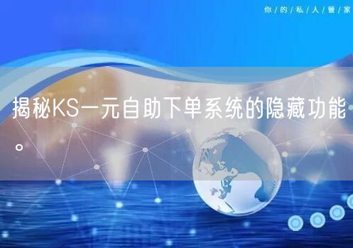 揭秘KS一元自助下单系统的隐藏功能。