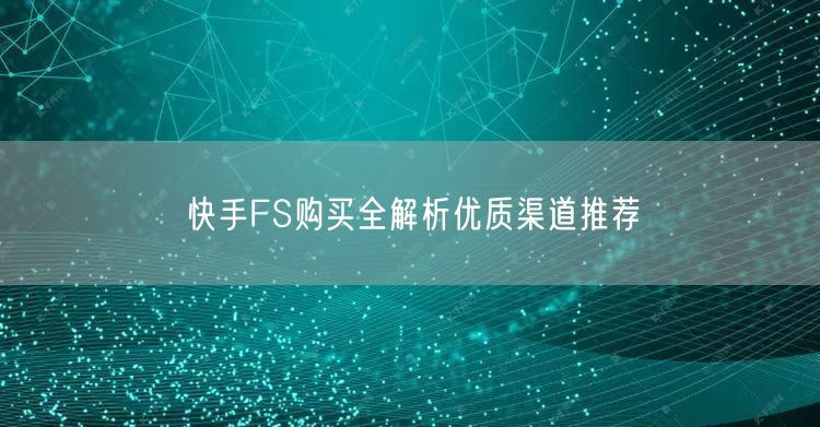快手FS购买全解析优质渠道推荐