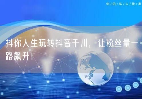 抖你人生玩转抖音千川，让粉丝量一路飙升！