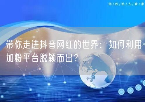 带你走进抖音网红的世界：如何利用加粉平台脱颖而出？