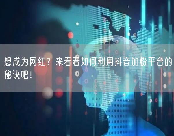 想成为网红？来看看如何利用抖音加粉平台的秘诀吧！