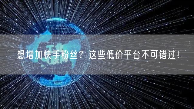 想增加快手粉丝？这些低价平台不可错过！